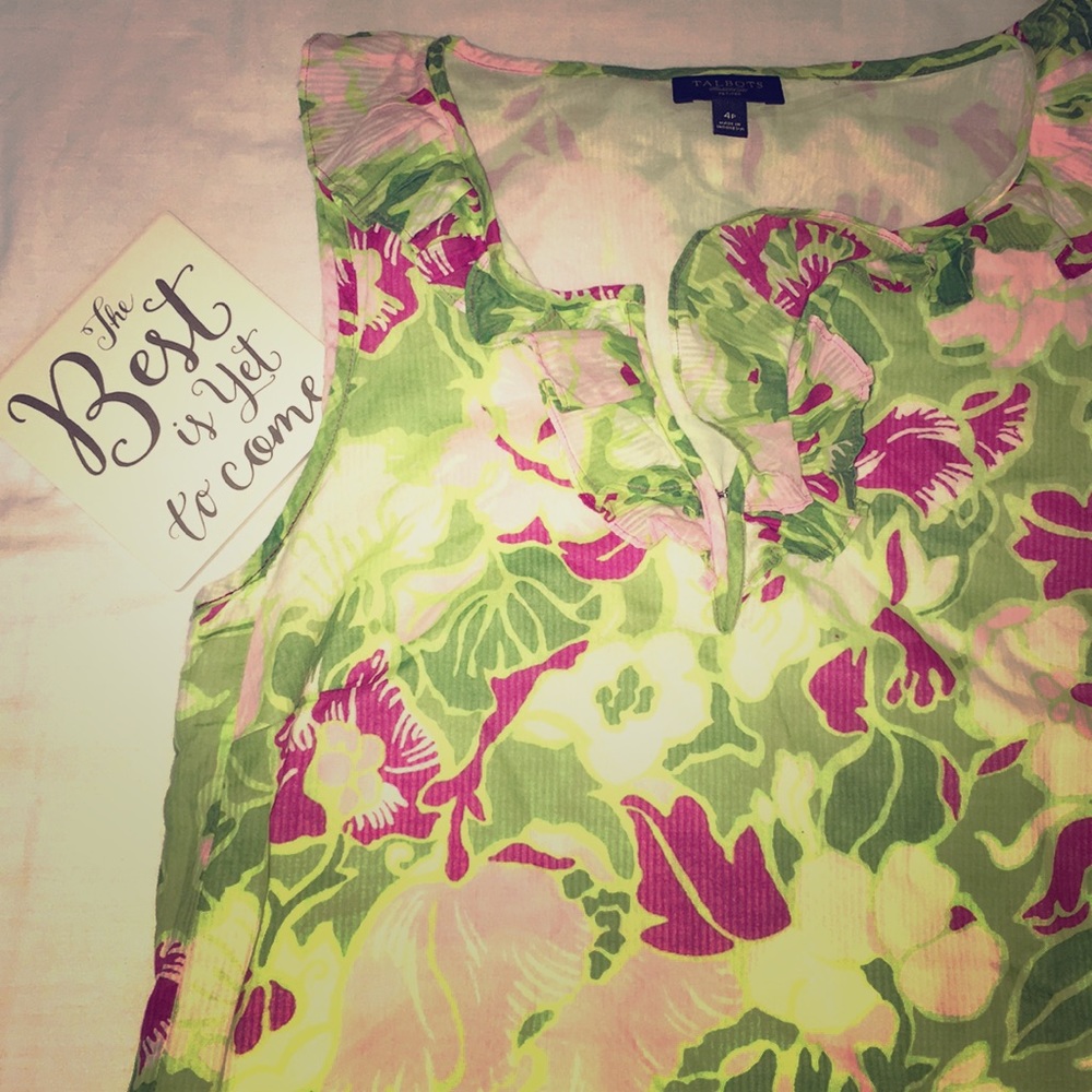 Talbots Ruffles Floral Blouse - Picture 3 of 7